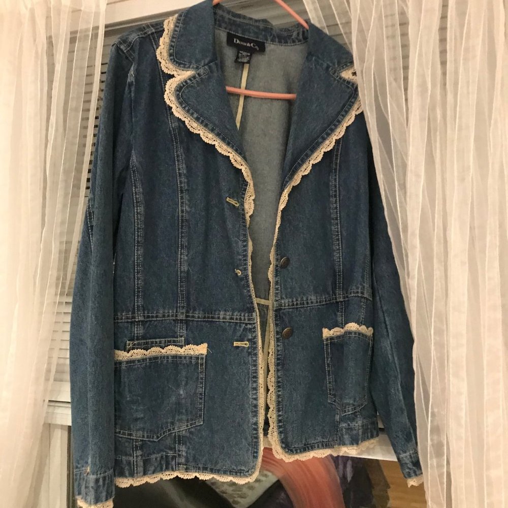 Denim Jacket with Lace
